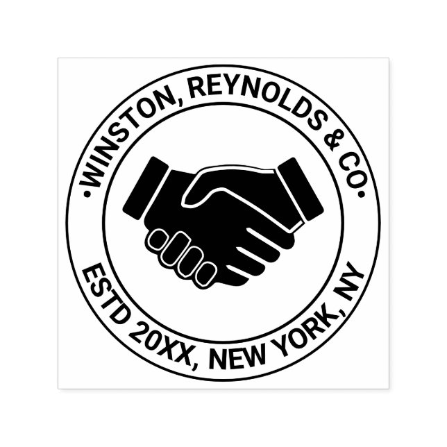 Handskakning Business Professionell Namn Estd Date Självfärgande Stämpel (Design)