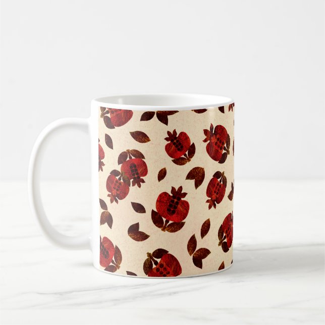 Handskapad sömlös upprepning av mönster med ljusa  kaffemugg (Vänster)