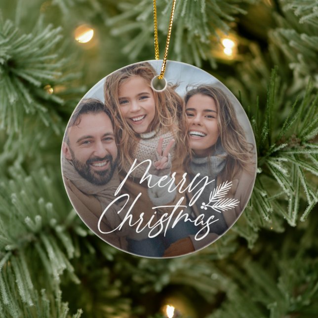 Handskapat God jul-skript med Gräs-ben Julgransprydnad Keramik (Träd)