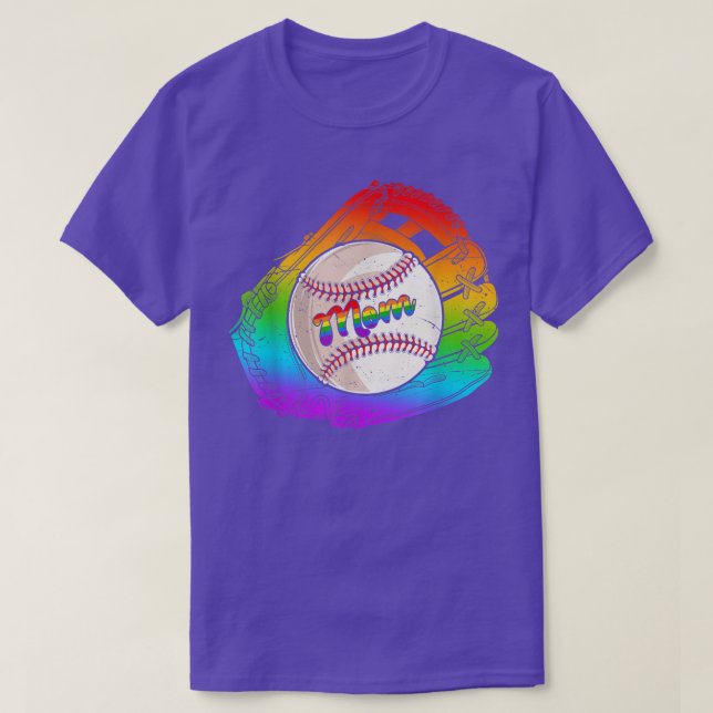 Handskar Baseball Mamma-Pridet för speldagar, hbt- T Shirt (Design framsida)