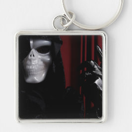 handsken- fyrkantig silverfärgad nyckelring