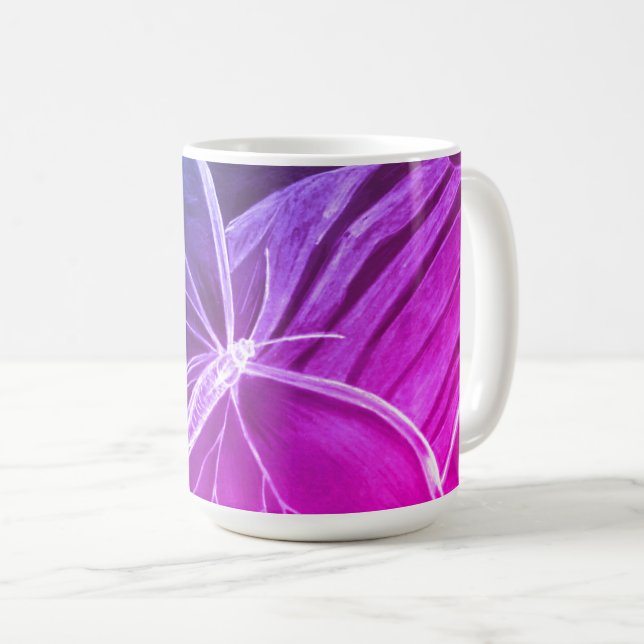 Handskisserade Lila Butterfly Coffee mugg (Framsida höger)