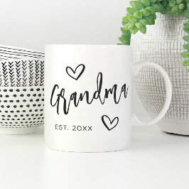 Handskisserade skript, Grandma-Year, upprättat Kaffemugg