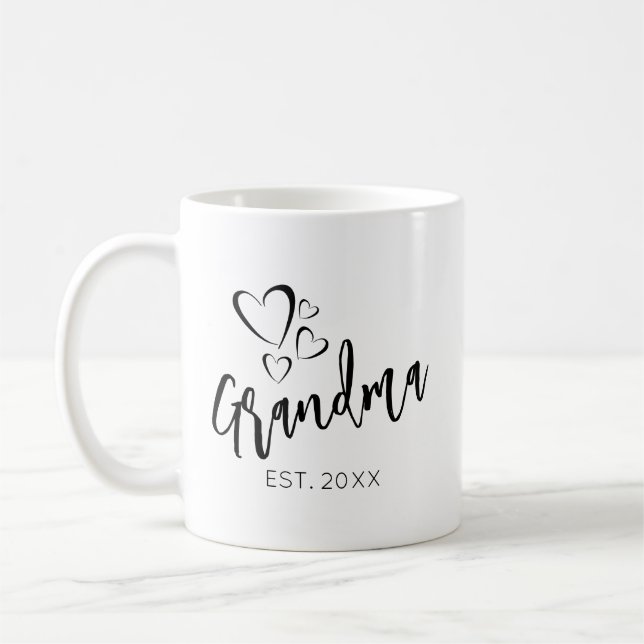 Handskisserade skript, Grandma-Year, upprättat Kaffemugg (Vänster)