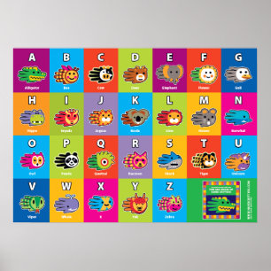Handskribent på engelska ABC Alphabet för barn Poster