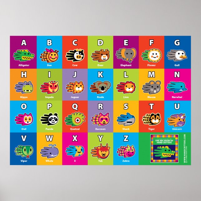 Handskribent på engelska ABC Alphabet för barn Poster (Framsidan)
