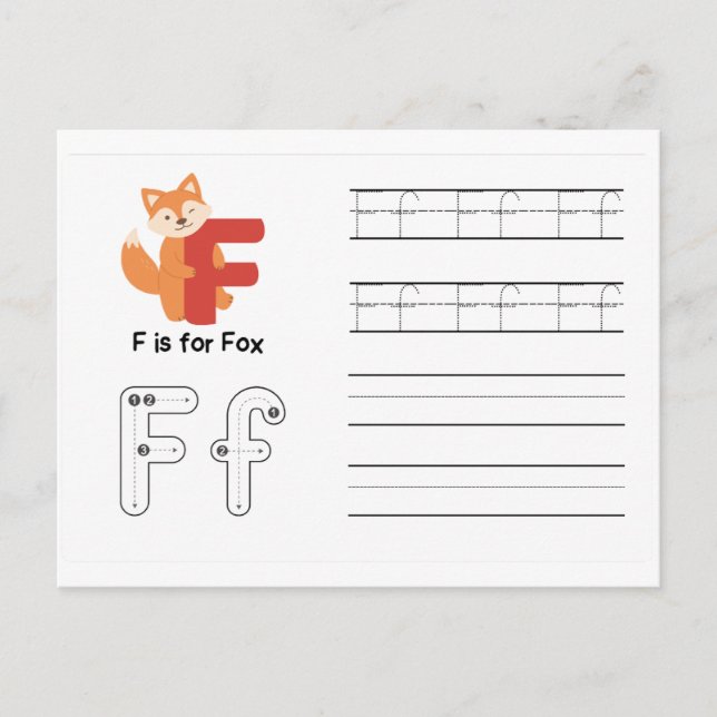 Handskrift av FlashCards för Kindergarten | F,G | Vykort (Framsida)