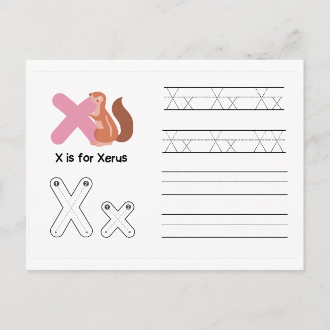 Handskrift av FlashCards för Kindergarten | X,Y | Vykort (Framsida)