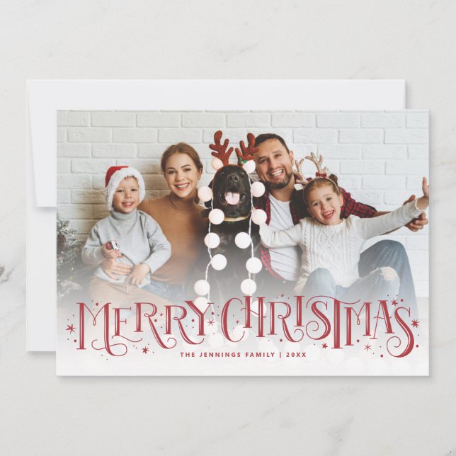 Handskrift av Rött Helgdag-kort för God jul Meddelande (Framsida)