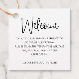 Handskrift Bröllop Välkommen Gift Bag Basket Gåvor Etiketter
