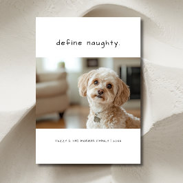 Handskrift Definiera Naughty Hund Pet-julfoto Julkort
