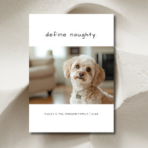 Handskrift Definiera Naughty Hund Pet-julfoto Julkort