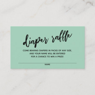 Handskrift Diaper Raffle Biljett Ljust grönt Tilläggskort
