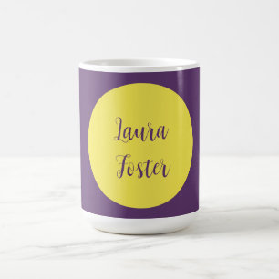 Handskrift Elegant Namn Indigo & Gult Färg Kaffemugg
