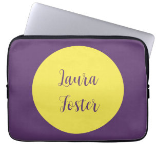 Handskrift Elegant Namn Indigo & Gult Färg Laptop Fodral