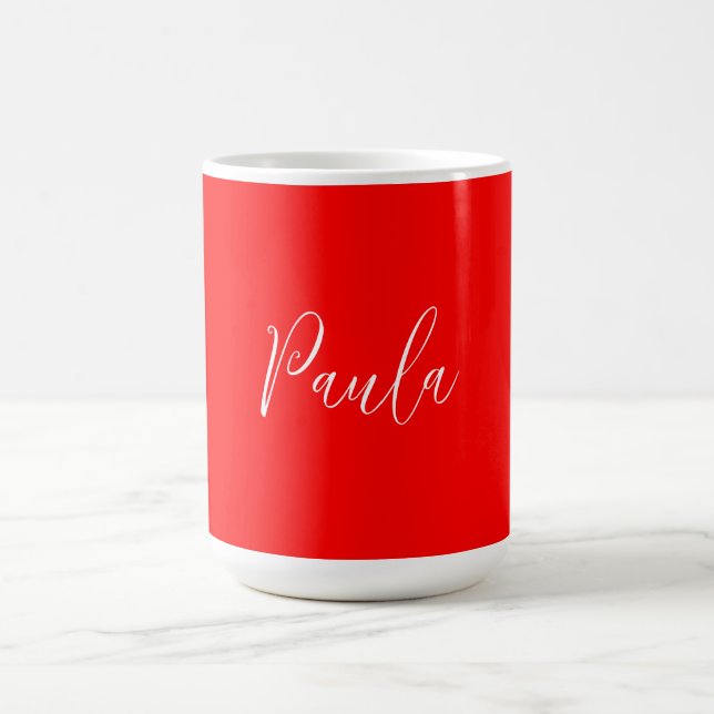 Handskrift Elegant Namn Red Färg Plain Kaffemugg (Center)