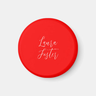 Handskrift Elegant Namn Red Färg Plain Magnet