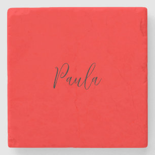 Handskrift Elegant Namn Red Färg Plain Stenunderlägg