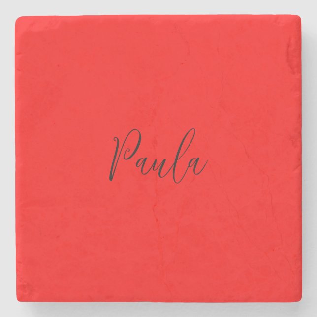 Handskrift Elegant Namn Red Färg Plain Stenunderlägg (Framsidan)