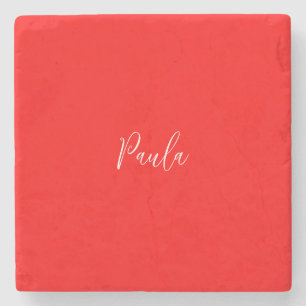 Handskrift Elegant Namn Red Färg Plain Stenunderlägg