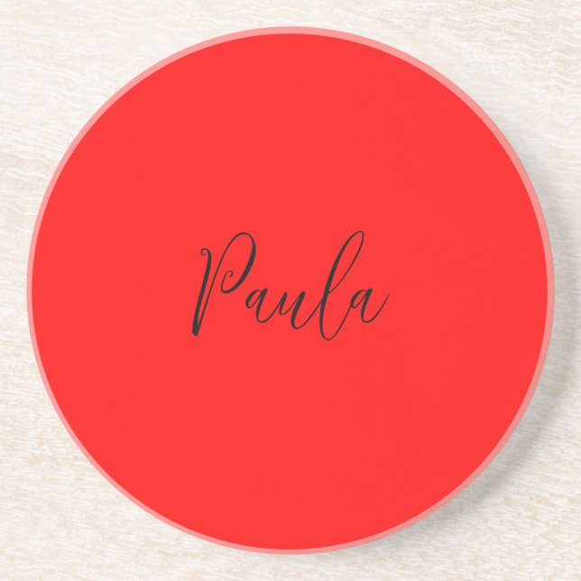 Handskrift Elegant Namn Red Färg Plain Underlägg (Framsidan)