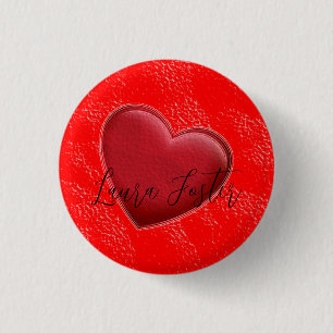 Handskrift Elegant Namn Red Heart Kärlek Romantik Knapp