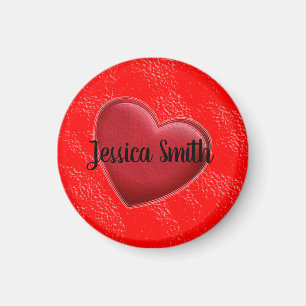 Handskrift Elegant Namn Red Heart Kärlek Romantik Magnet