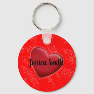 Handskrift Elegant Namn Red Heart Kärlek Romantik Nyckelring