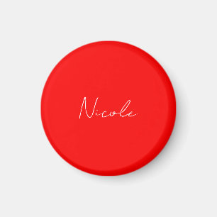Handskrift Elegant Namn Red White Färg Plain Magnet