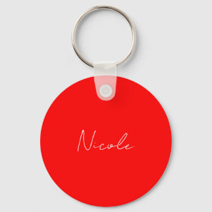 Handskrift Elegant Namn Red White Färg Plain Nyckelring