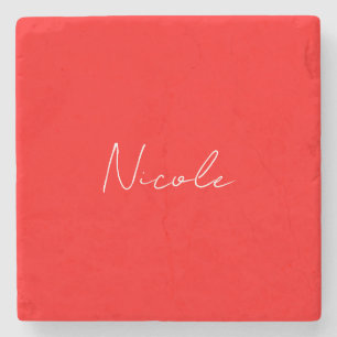 Handskrift Elegant Namn Red White Färg Plain Stenunderlägg