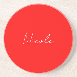 Handskrift Elegant Namn Red White Färg Plain Underlägg