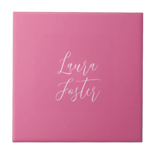Handskrift Elegant Namn Rosa Färg Kakelplatta