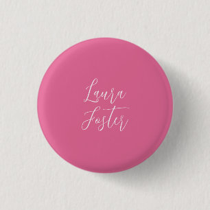 Handskrift Elegant Namn Rosa Färg Knapp