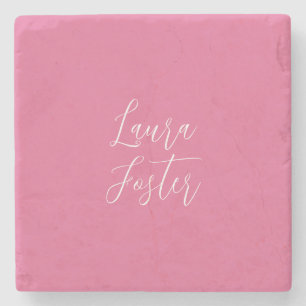 Handskrift Elegant Namn Rosa Färg Stenunderlägg