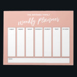 Handskrift, enkel Rosa varje vecka med planering a Anteckningsblock<br><div class="desc">Den här mångsidiga veckotidsplaneraren har konfigurerats med mycket grundläggande inslag som alla kan redigeras... utom för huvudet. Uttrycket "veckomortering" återges i ett modernt handskriftsteckensnitt för avslappnad och har placerats överst på sidan som grafik. Använda mallen fält om du vill lägga till informationen som du vill. Ändra även färg eller annat...</div>