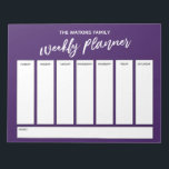 Handskrift, enkel Veckoplanering - djup Lila Anteckningsblock<br><div class="desc">Den här mångsidiga veckotidsplaneraren har konfigurerats med mycket grundläggande inslag som alla kan redigeras... utom för huvudet. Uttrycket "veckomortering" återges i ett modernt handskriftsteckensnitt för avslappnad och har placerats överst på sidan som grafik. Använda mallen fält om du vill lägga till informationen som du vill. Ändra även färg eller annat...</div>