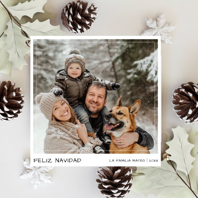 Handskrift Feliz Navidad Spansk julfoto Julkort (Skapare uppladdad)