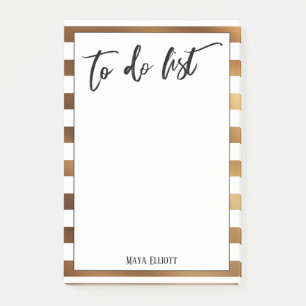 Handskrift för att göra lista Guld och vit Rand Post-it Block