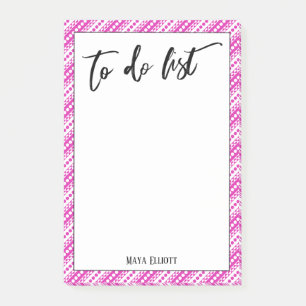 Handskrift för att göra lista över Rosa Vit Retro Post-it Block