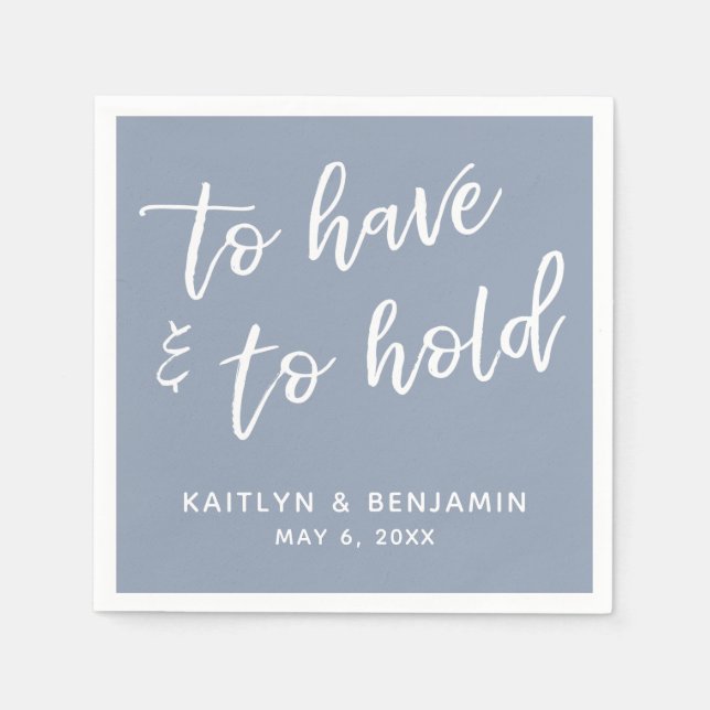 Handskrift för att ha och behålla dammblå pappersservett (Framsidan)