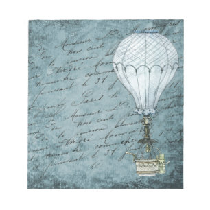 Handskrift för Dusk Blue Luftballong Steampunk Anteckningsblock
