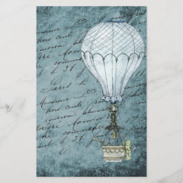 Handskrift för Dusk Blue Luftballong Steampunk Brevpapper