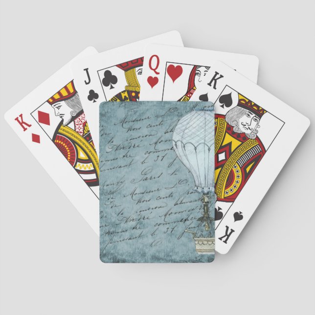 Handskrift för Dusk Blue Luftballong Steampunk Casinokort (Baksidan)