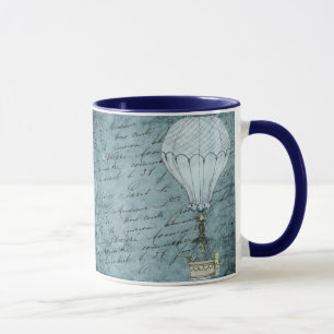 Handskrift för Dusk Blue Luftballong Steampunk Mugg