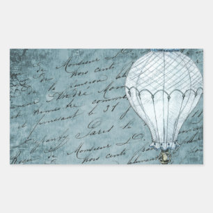 Handskrift för Dusk Blue Luftballong Steampunk Rektangulärt Klistermärke