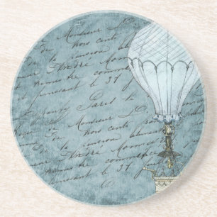 Handskrift för Dusk Blue Luftballong Steampunk Underlägg Sandsten