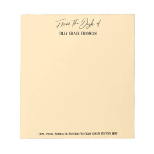 Handskrift för elegant från persikornas skrivbord anteckningsblock