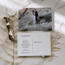 Handskrift Foto Bröllop Tack-vykort