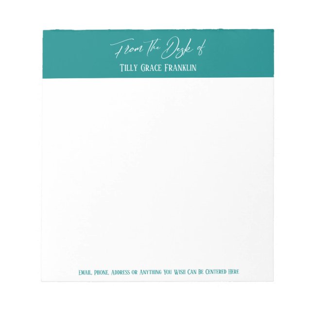 Handskrift från Bright Teal-skrivbordet Anteckningsblock (Framsida)